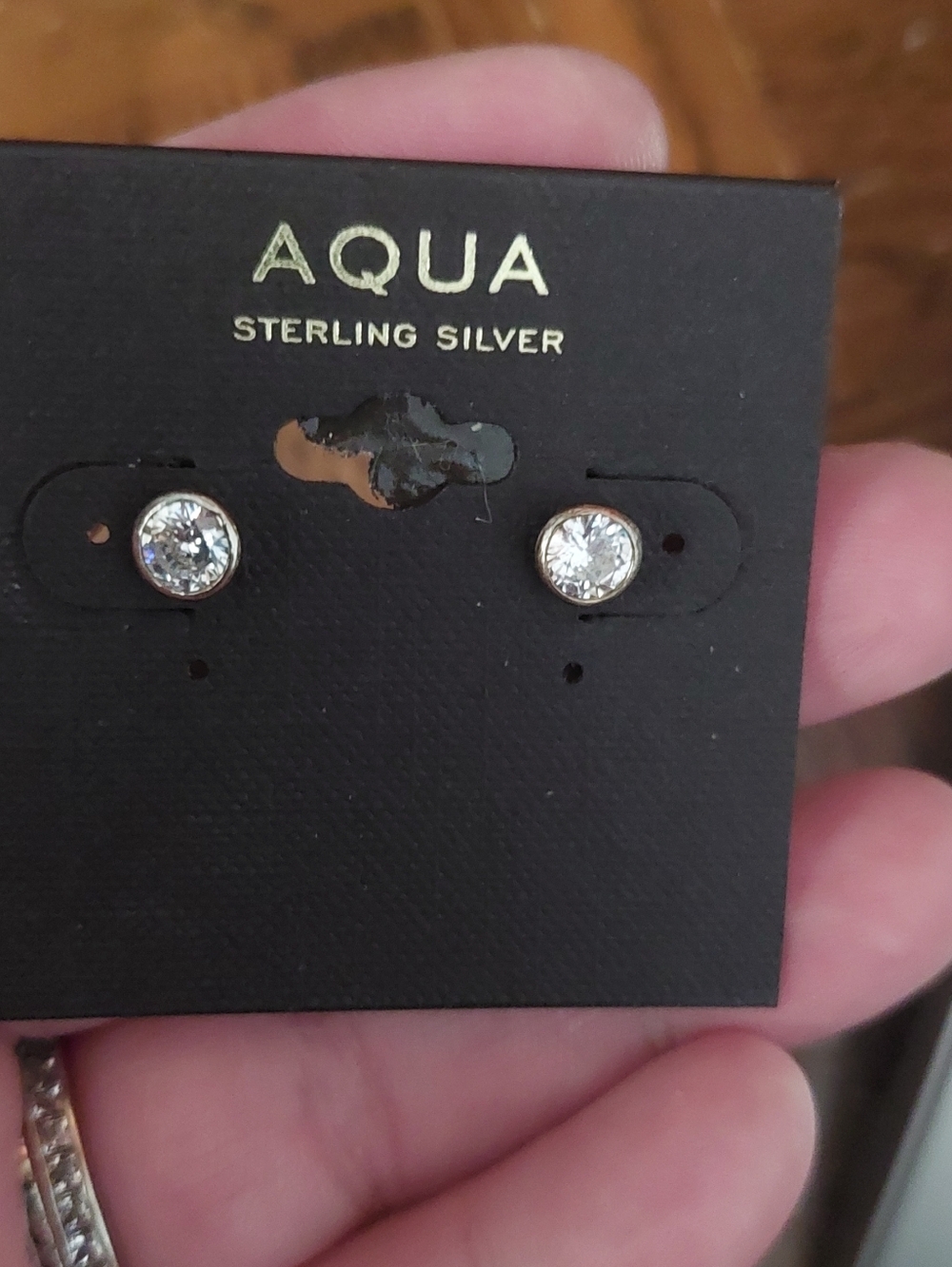 Aqua Silver and White Crystal Stud Earrings